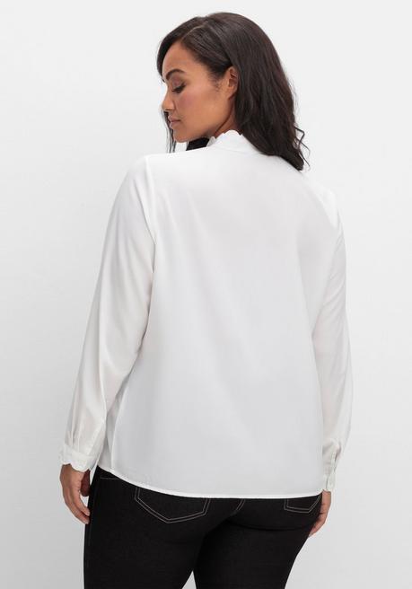 sheego Tunika mit Stehkragen und gewellten Kanten - weiß sheego Blitzverkäufe