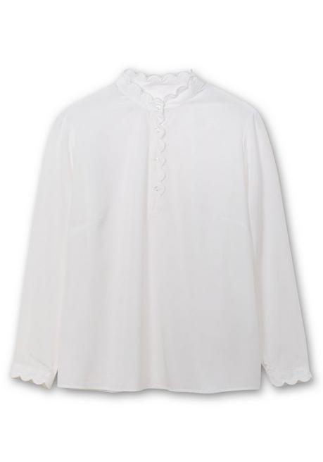 sheego Tunika mit Stehkragen und gewellten Kanten - weiß sheego Blitzverkäufe