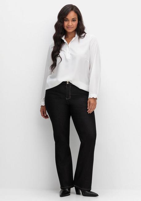 sheego Tunika mit Stehkragen und gewellten Kanten - weiß sheego Blitzverkäufe