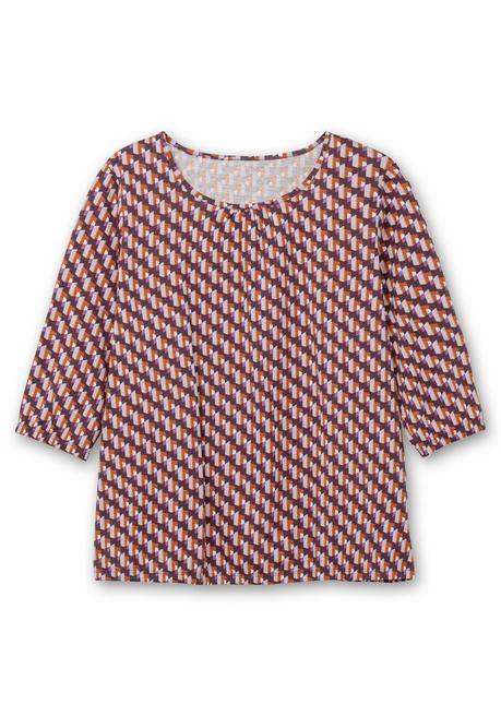 sheego 3/4-Arm-Shirt mit Grafikprint und Gummizugbund - aubergine gemustert sheego Kostenloser Versand