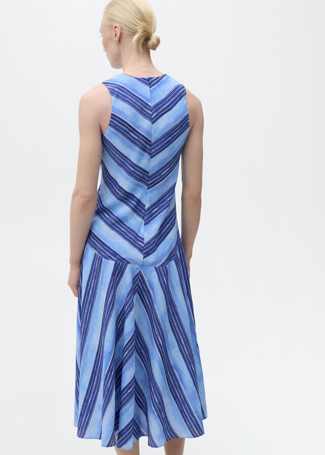 Mango Ausgestelltes Kleid mit Streifen Heißer Verkauf