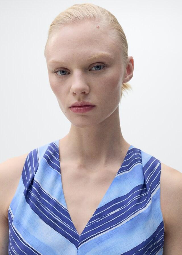 Mango Ausgestelltes Kleid mit Streifen Heißer Verkauf