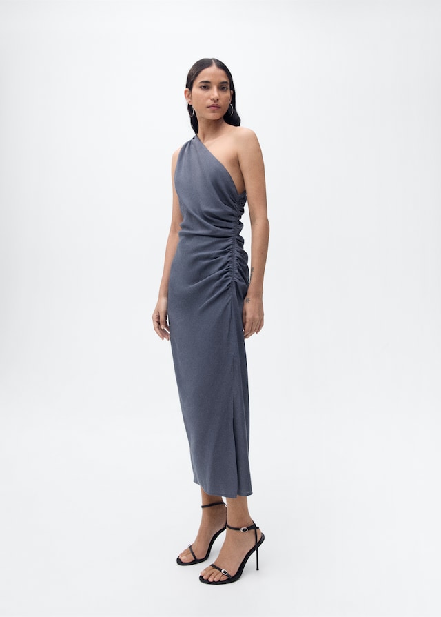 Mango Asymmetrisches Kleid mit gerafften Details Top Angebot