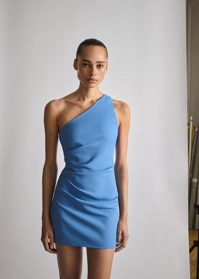 Mango Satinkleid mit Drapierung und Schleifendetail Online Outlet