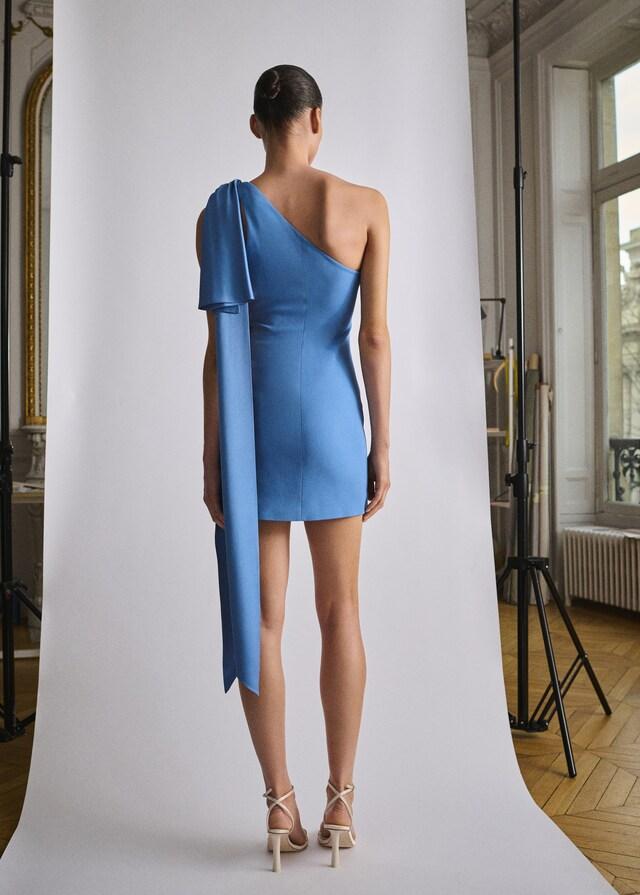 Mango Satinkleid mit Drapierung und Schleifendetail Online Outlet
