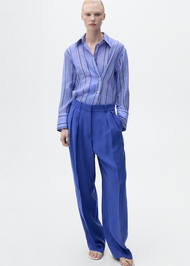 Mango Wideleg-Anzughose mit Bundfalten Blitzangebot