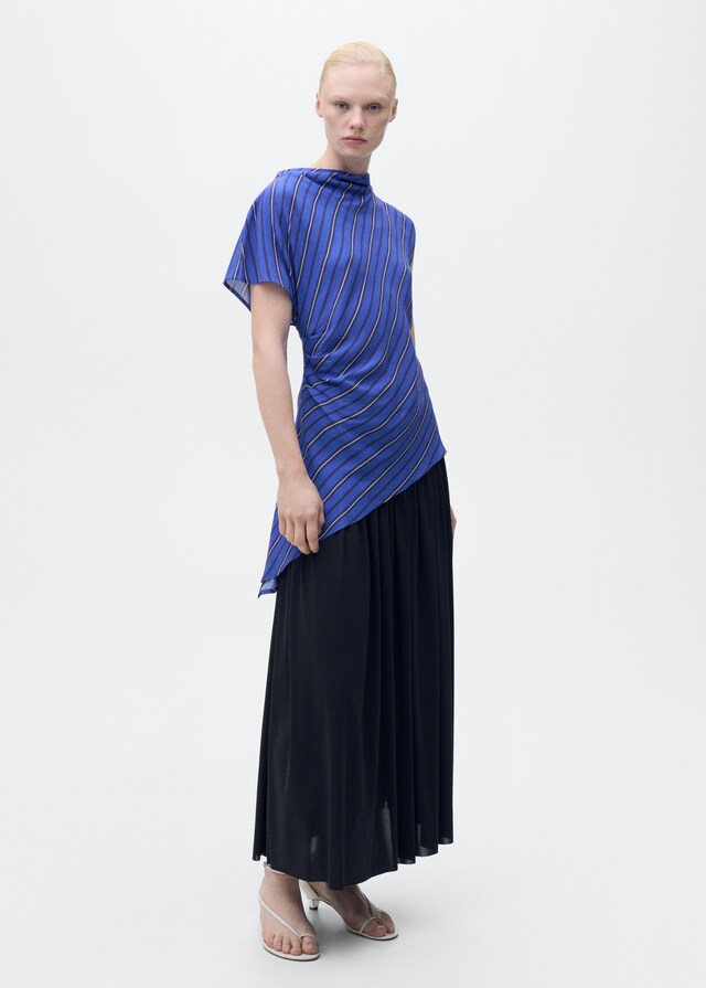 Mango Asymmetrische Bluse mit Streifenmuster Neuheiten
