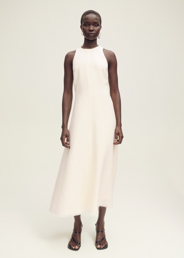 Mango Leinenkleid mit ausgefranstem Saum Saisonale Angebote