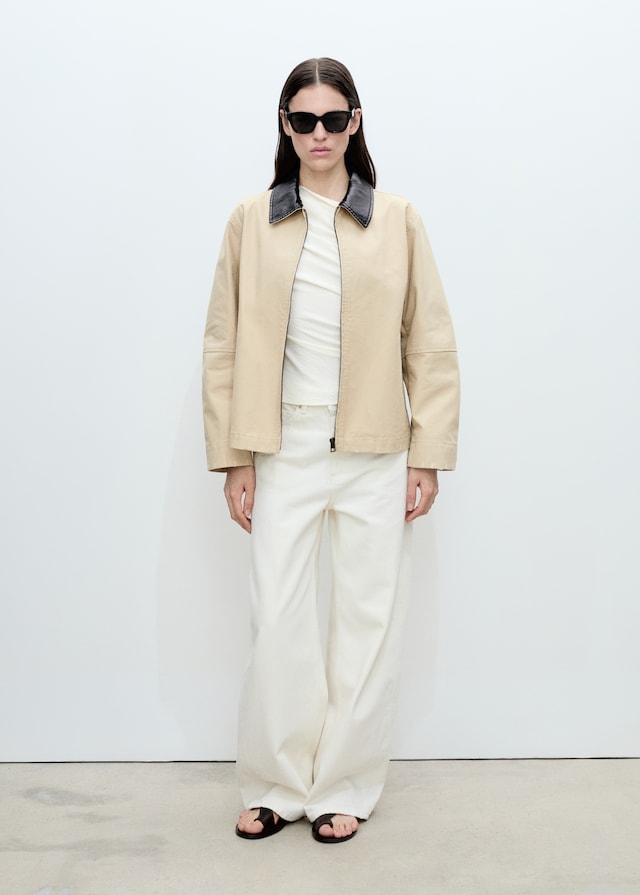 Mango Baumwolljacke mit Kontrastkragen Tiefpreis