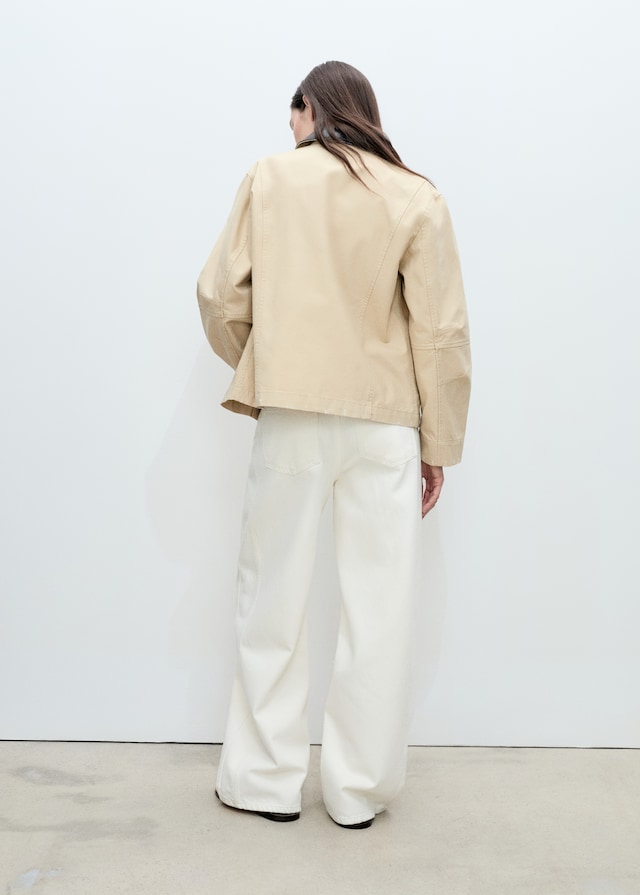 Mango Baumwolljacke mit Kontrastkragen Tiefpreis