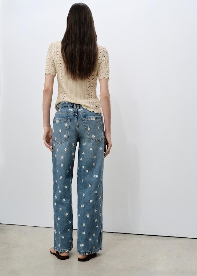 Mango Jeans wideleg mit Blumenstickerei Begrenzte Freigabe