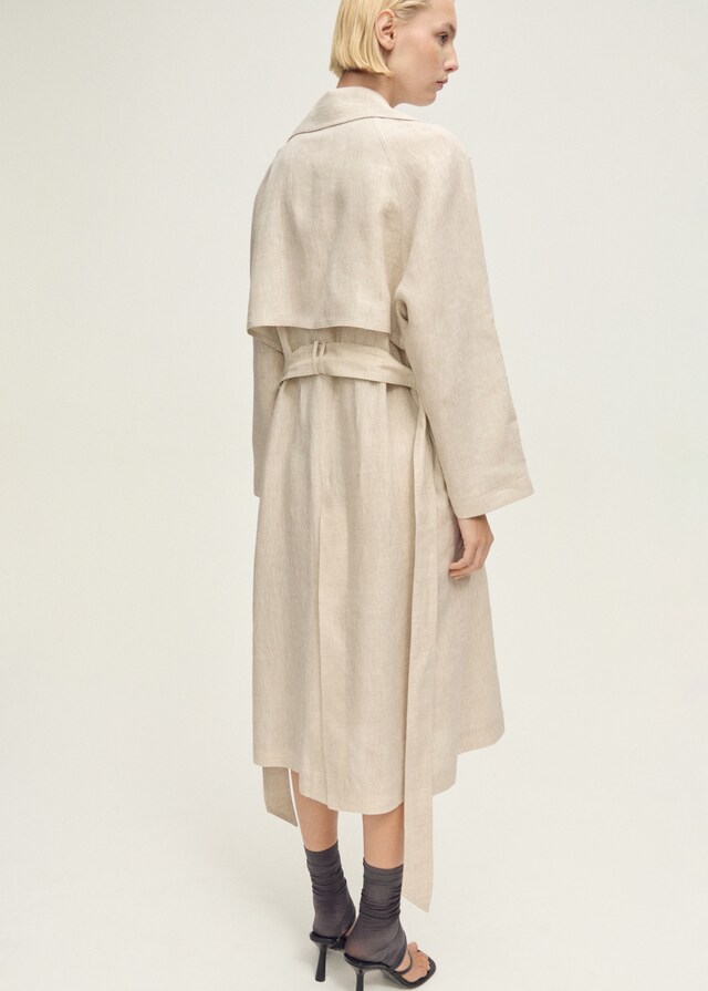 Mango Leinen-Trenchcoat mit markantem Reverskragen Bis zu 50% Rabatt
