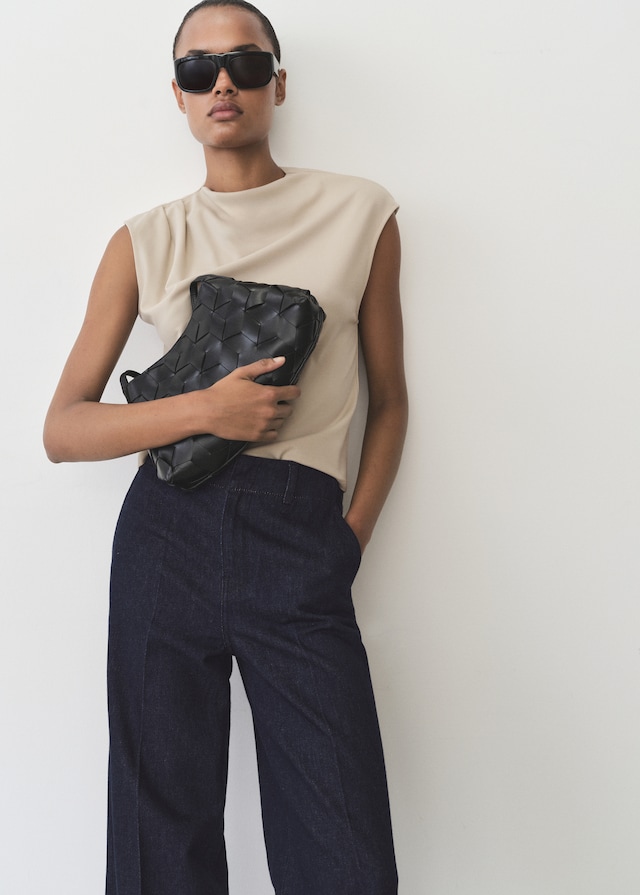 Mango High-Waist-Jeans mit weitem Bein Nur noch ein Tag übrig