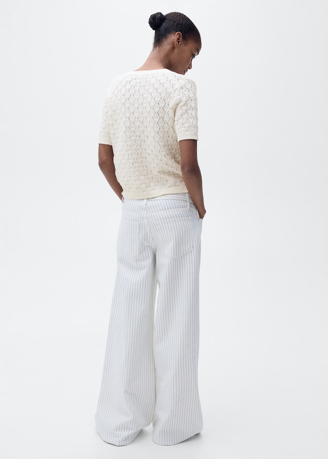 Mango Kurzärmliger Cardigan mit Lochmuster 50% Rabatt mit kostenlosem Versand