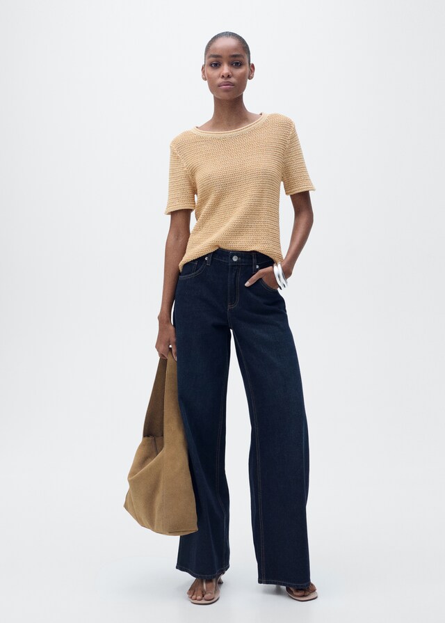 Mango Kurzärmliger Grobstrickpullover Fabrikladen