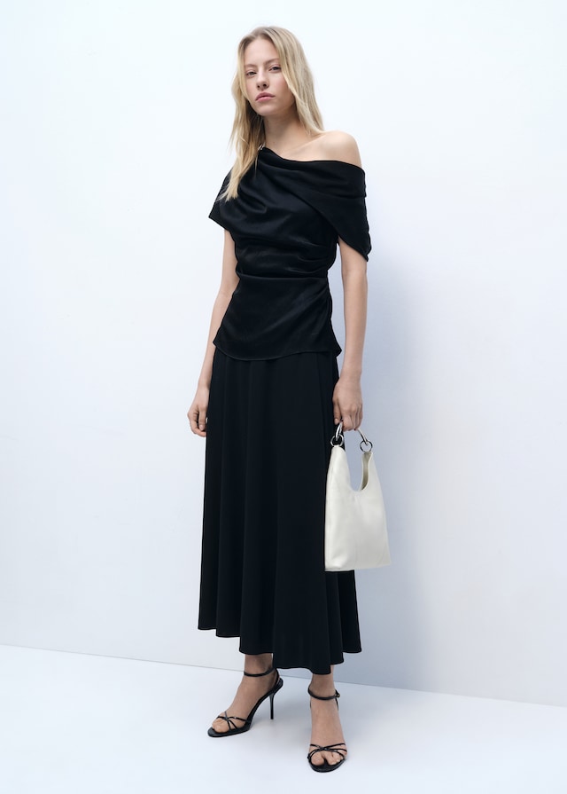 Mango Drapierte Kurzarmbluse Black Friday Preise
