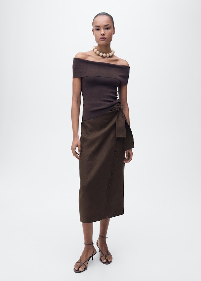 Mango Sarong-Rock aus Leinen Kostenloser Versand