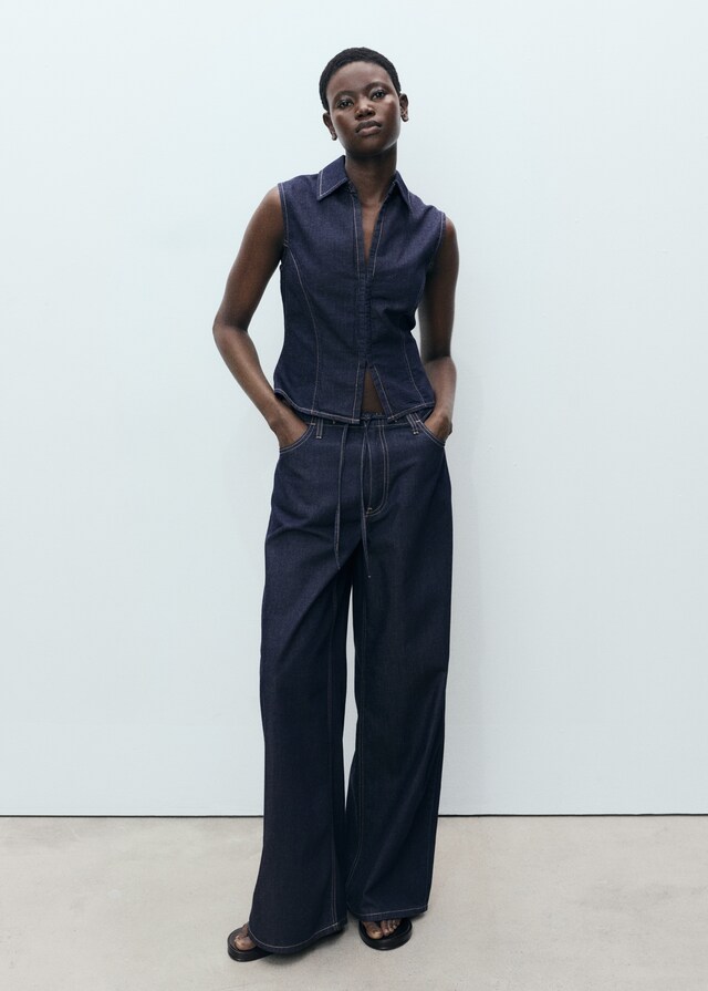 Mango Tailliertes Denim-Top Exklusivangebot