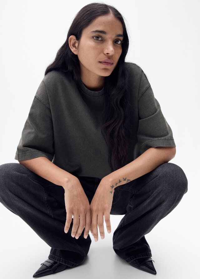 Mango Oversize Baumwoll-T-Shirt Valentinstagsangebot