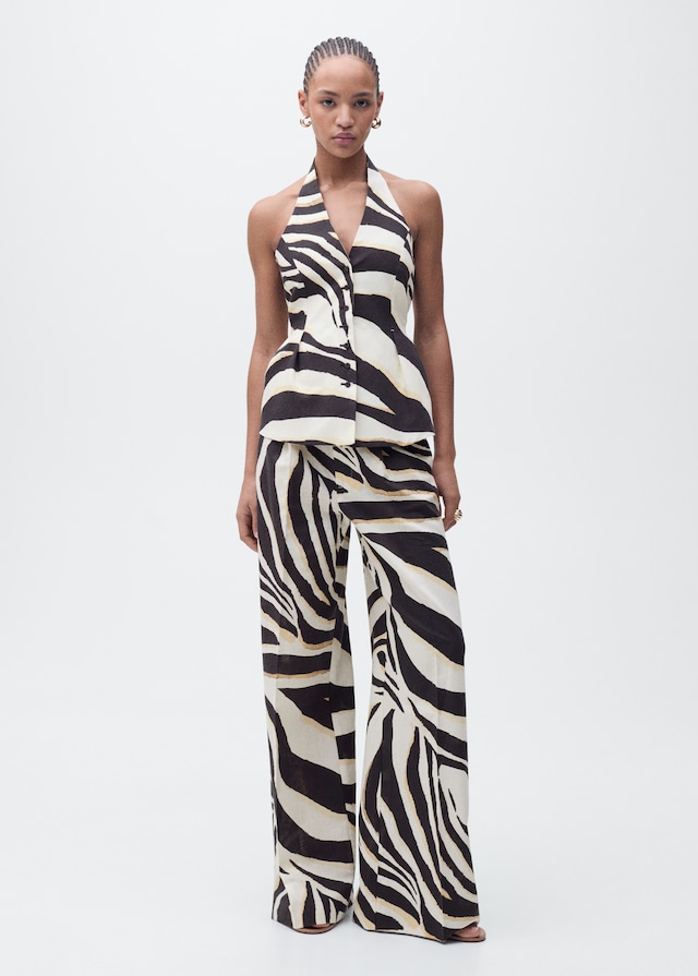Mango Weste aus Leinengemisch mit Zebra-Motiv Top Angebot