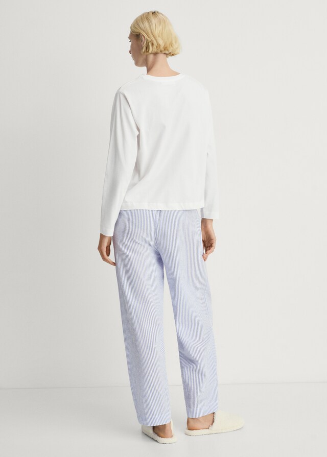 Mango Zweiteiliger Pyjama mit Streifen aus Seersucker Begrenzte Freigabe