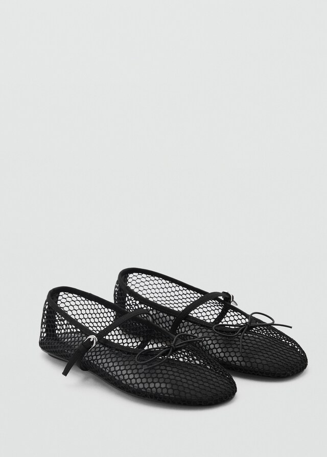Mango Mesh-Ballerina mit Schnallenriemen zollfrei