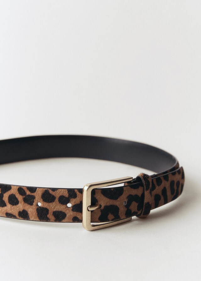 Mango Ledergürtel mit Leopardenfelleffekt Kostenloser Versand