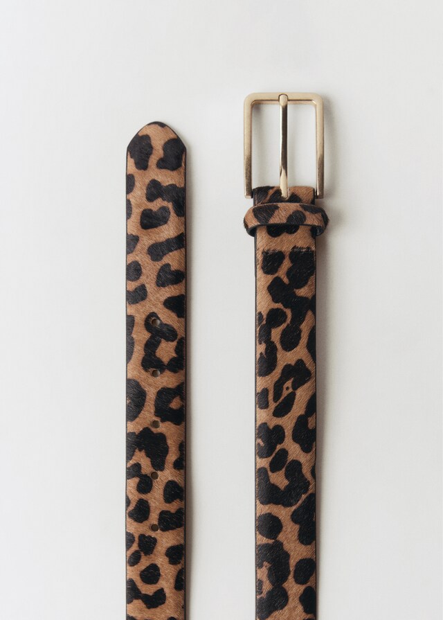 Mango Ledergürtel mit Leopardenfelleffekt Kostenloser Versand