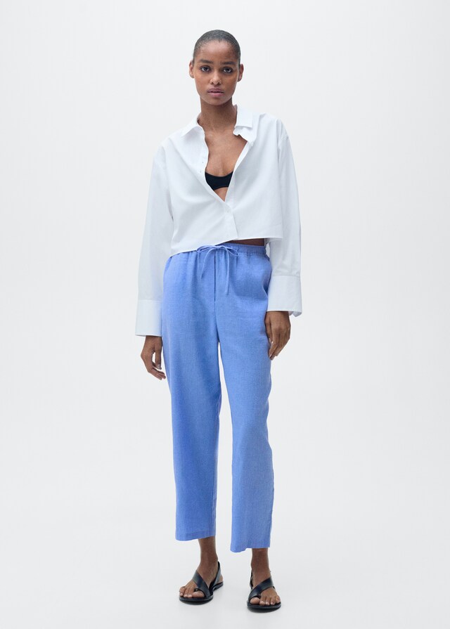 Mango Gerade Leinenhose Neueste Stile