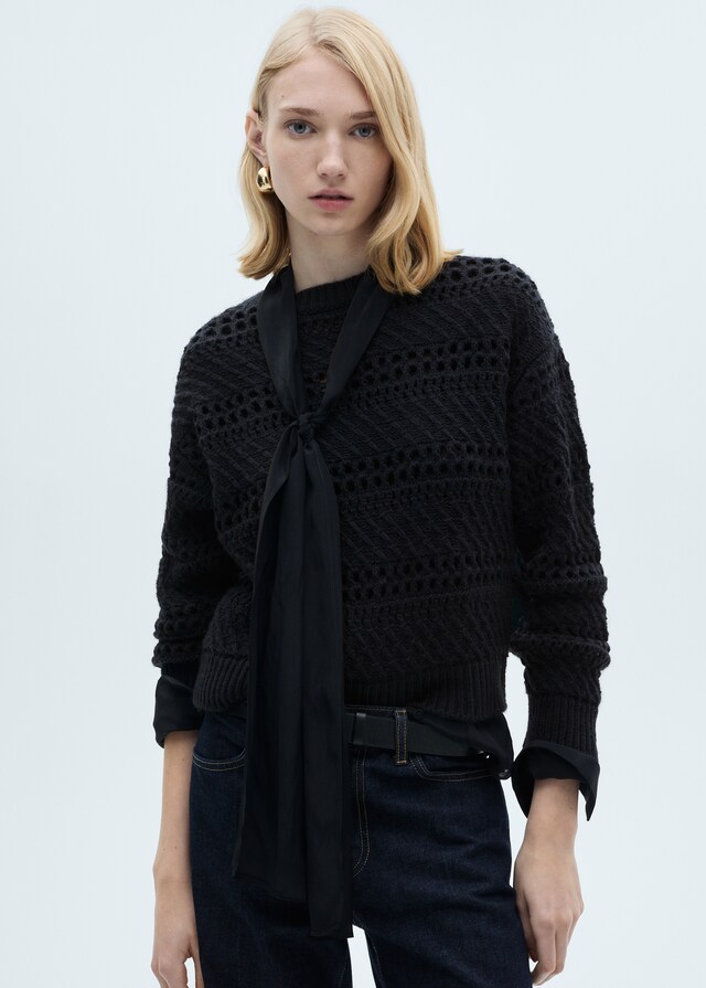 Mango Pullover mit Lochstrickmuster Outlet