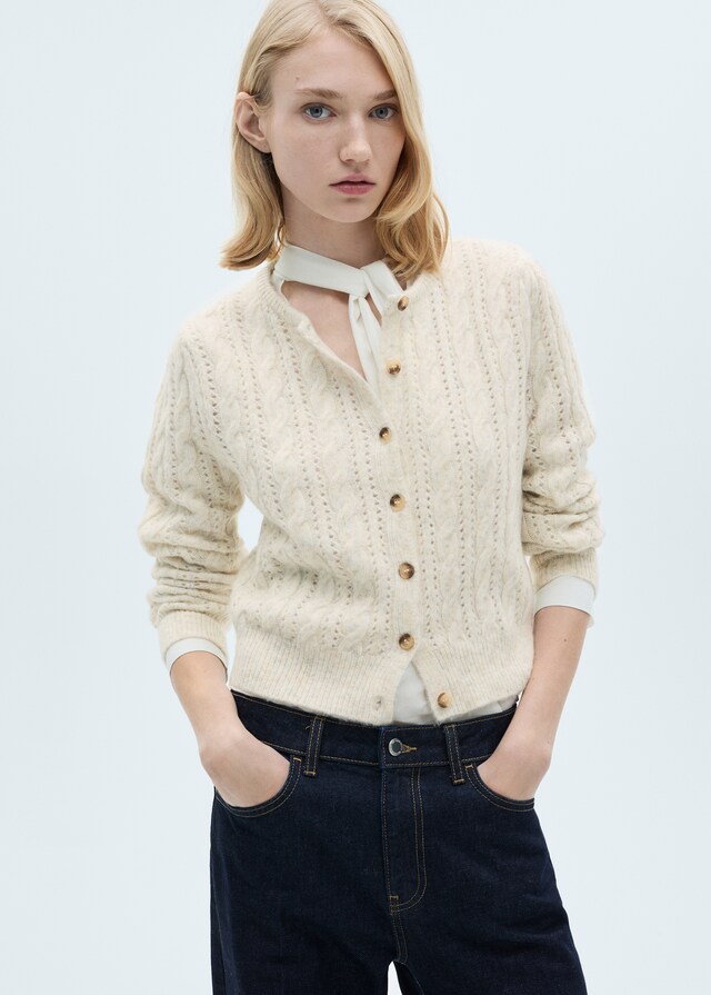 Mango Zopfmuster-Cardigan mit Ajourdetails Hotsell