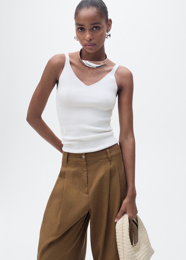 Mango Strick-Top mit V-Ausschnitt Flash Sale