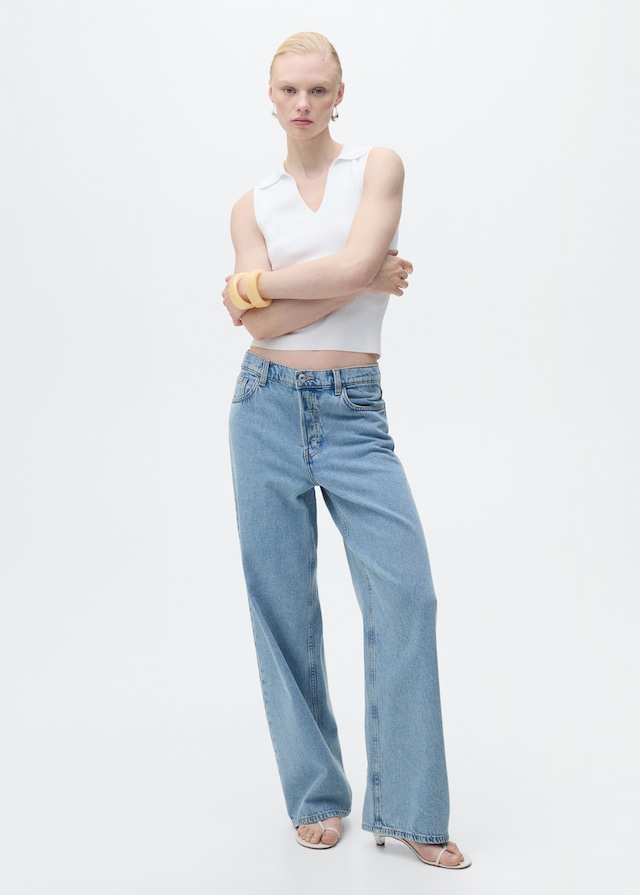 Mango Strick-Top mit Poloshirt-Kragen Begrenztes Angebot