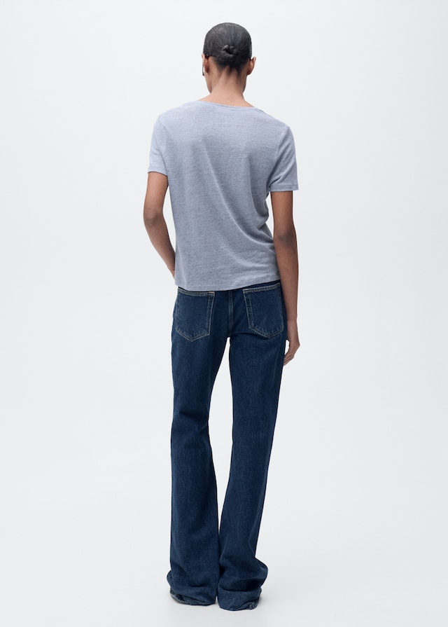 Mango Leinen-T-Shirt mit V-Ausschnitt Osterangebot