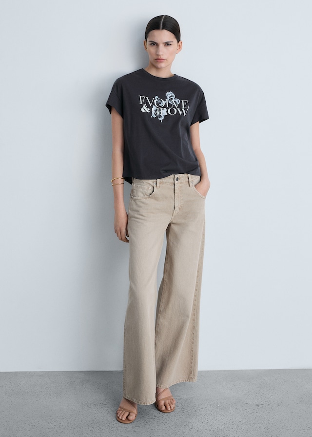 Mango Gemustertes Baumwoll-T-Shirt Valentinstagsangebot