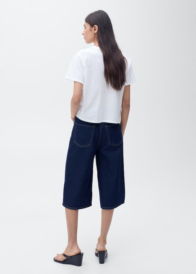 Mango Besticktes T-Shirt mit Ajourmuster Jubiläumsangebot