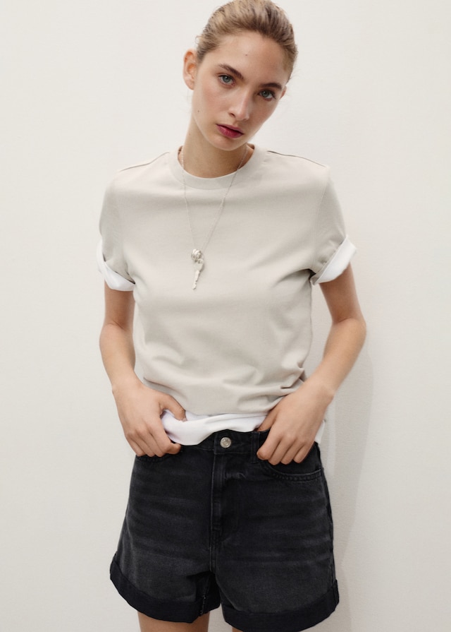 Mango Shorts mit hohem Bund und umgeschlagenem Saum Blitzangebot