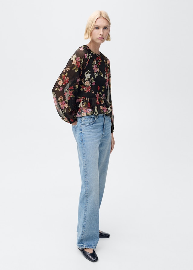 Mango Florale Rüschenbluse Outlet