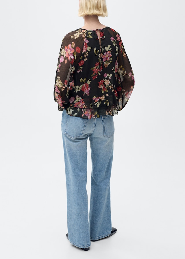 Mango Florale Rüschenbluse Outlet