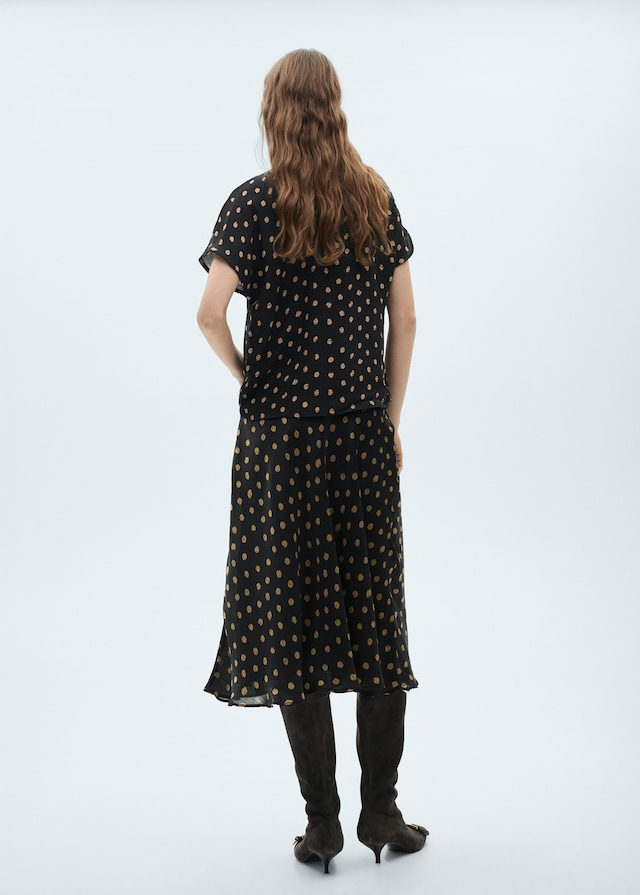 Mango Polka-Dots-Bluse mit drapiertem Kragen Auslauf