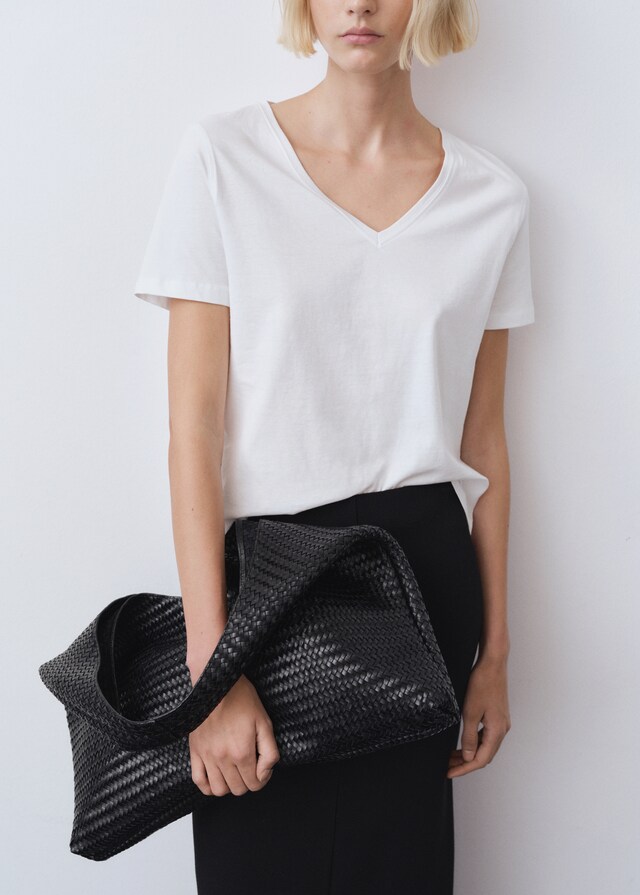 Mango Baumwoll-T-Shirt V-Ausschnitt Black Friday