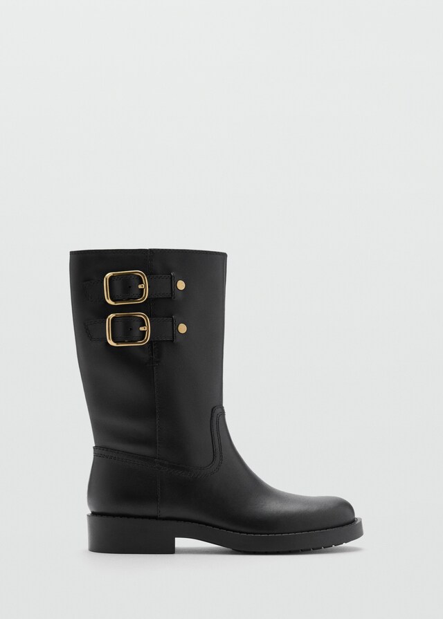 Mango Leder-Ankleboots mit Schnallen Outlet
