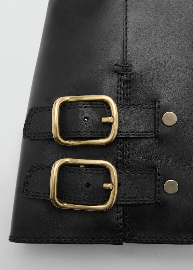 Mango Leder-Ankleboots mit Schnallen Outlet