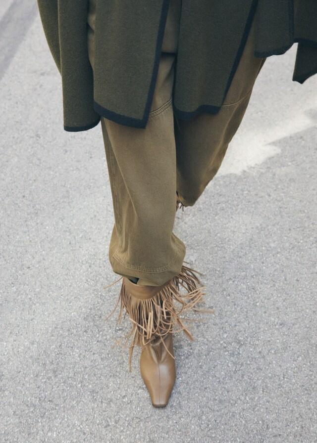 Mango Lederstiefelette mit Fransenabsatz Angebote