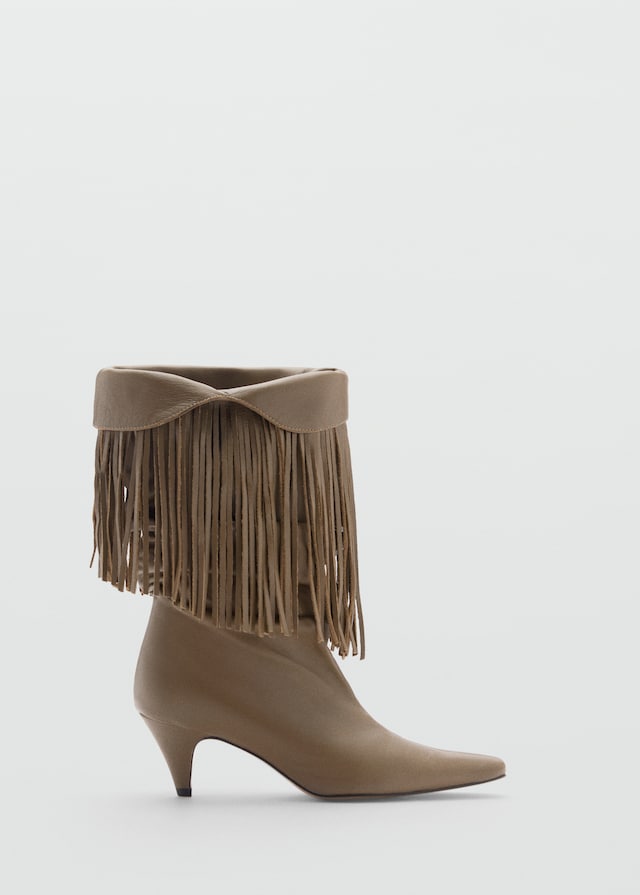 Mango Lederstiefelette mit Fransenabsatz Angebote