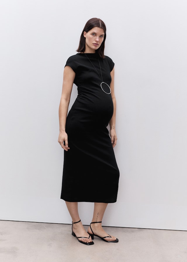 Mango Baumwollkleid mit seitlichen Raffungen Blitzverkäufe