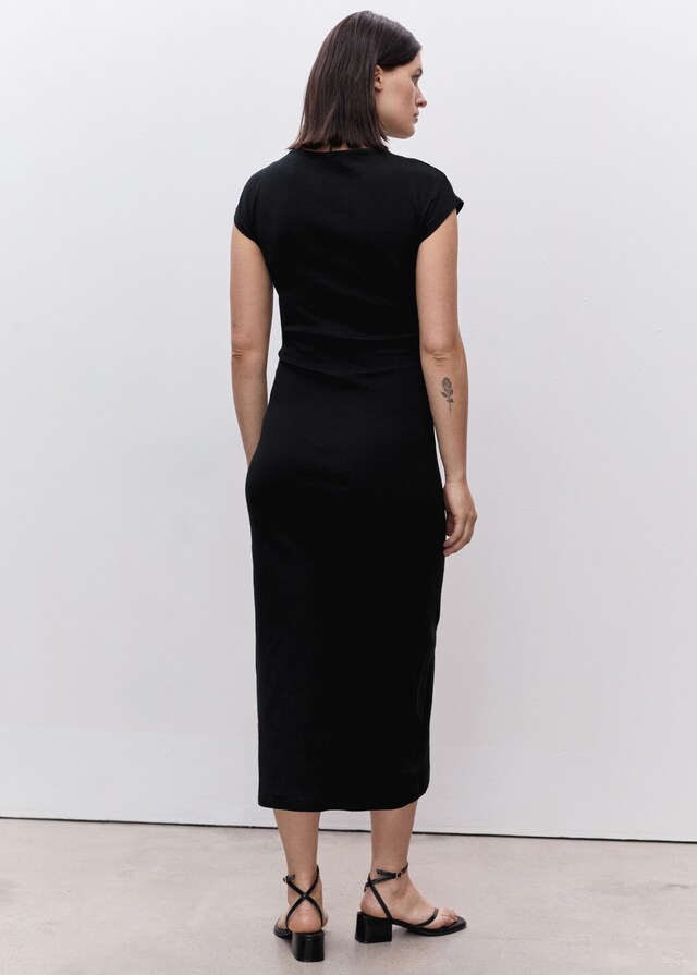 Mango Baumwollkleid mit seitlichen Raffungen Blitzverkäufe
