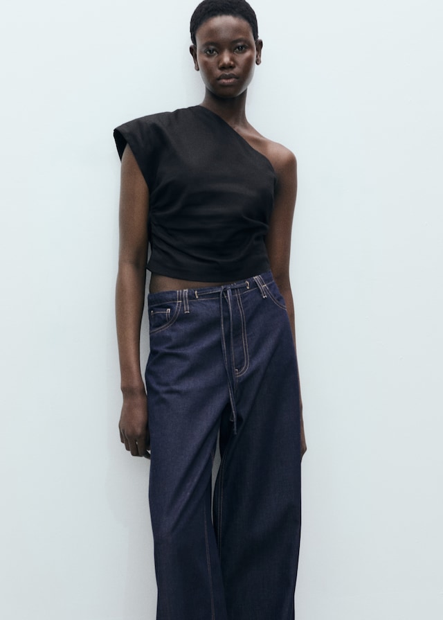 Mango Wideleg-Jeanshose mit Gürtel Großer Ausverkauf