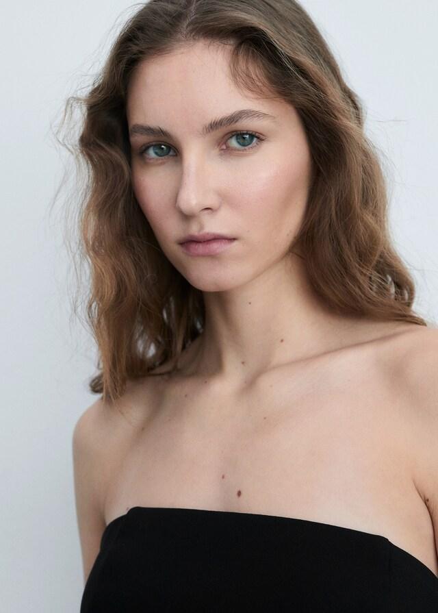 Mango Schulterfreies Kleid im Kontrastdesign Blitzangebot