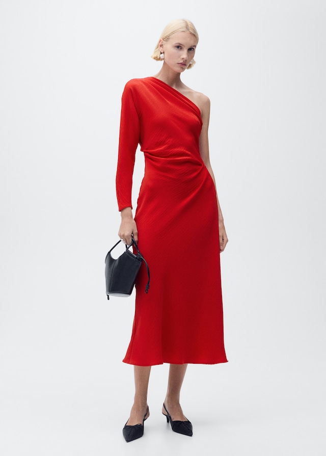 Mango Drapiertes Kleid mit asymmetrischem Design Tägliche Deals